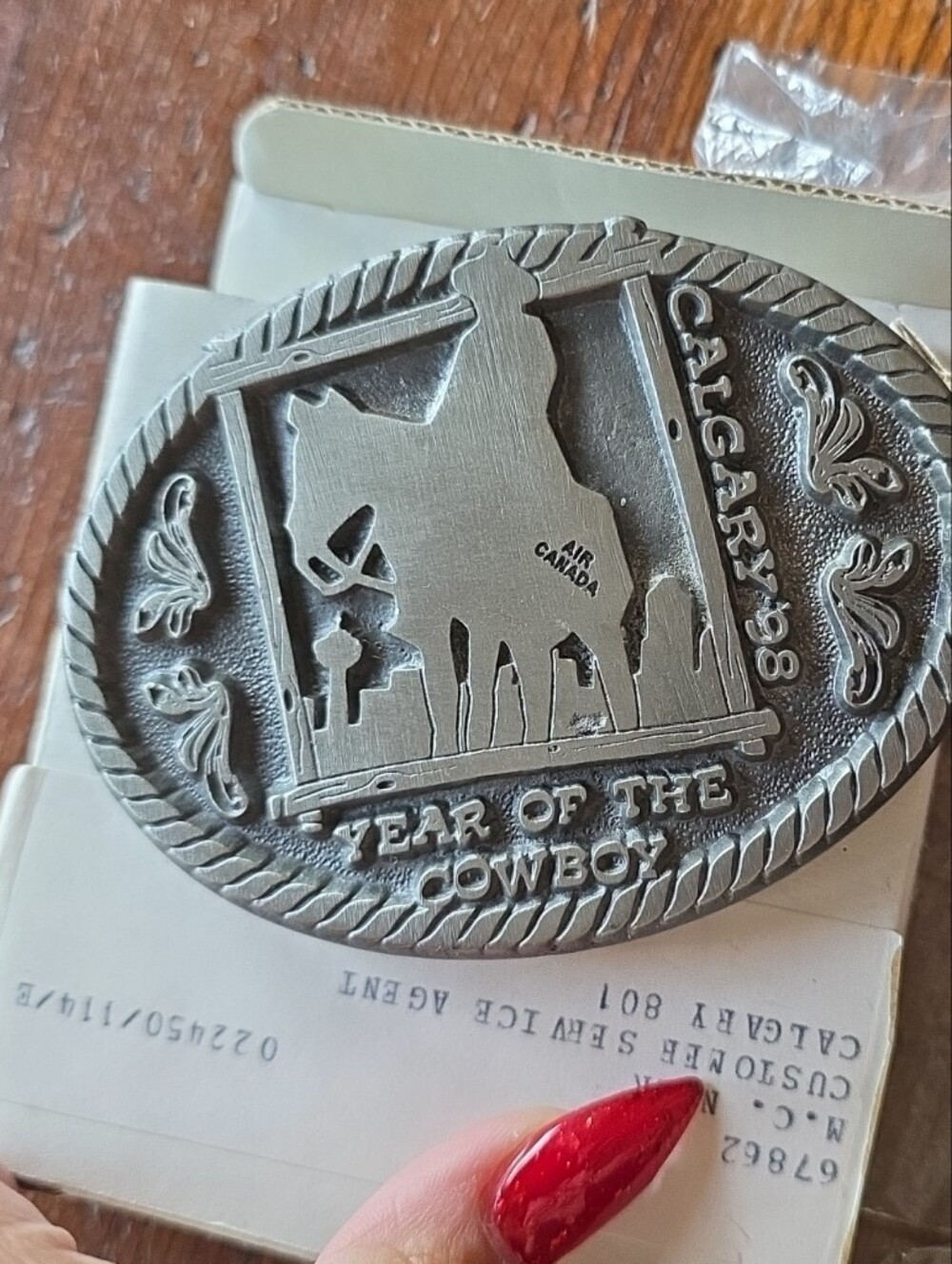 Calgary 1998 Air Canada CSA Silver Cowboy Belt Buckle